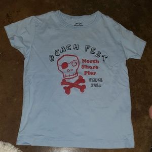 Mini boden boys light blue pirate shirt 7 8